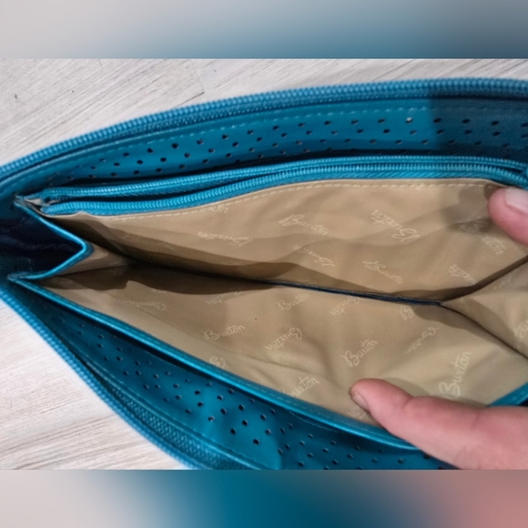 Buxton L- Zip-Around RFID Credit Card Leather Wallet Teal - Picture 4 of 8